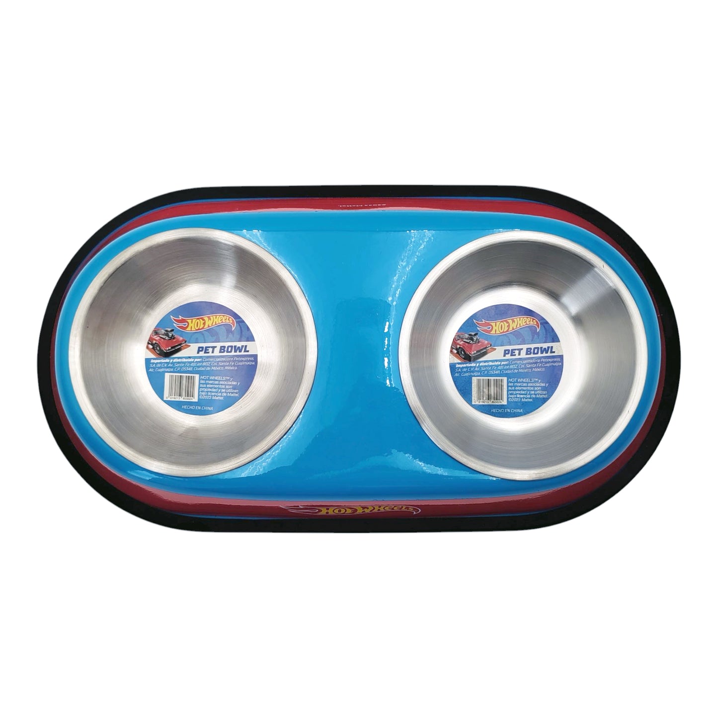 P&M - Plato Doble Hot Wheels Para Perro Diseño Rojo