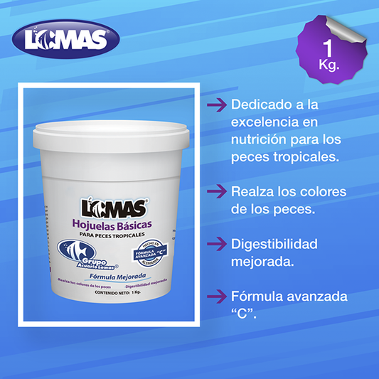 GRUPO LOMAS - Alimentos En Hojuelas Básicas Para Peces Tropicales 1 Kg