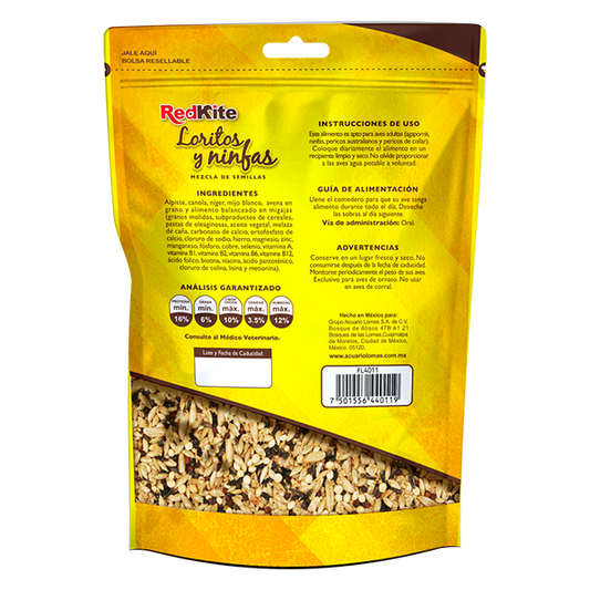 REDKITE - Alimento Mezcla De Semillas Loritos Y Ninfas 500 g