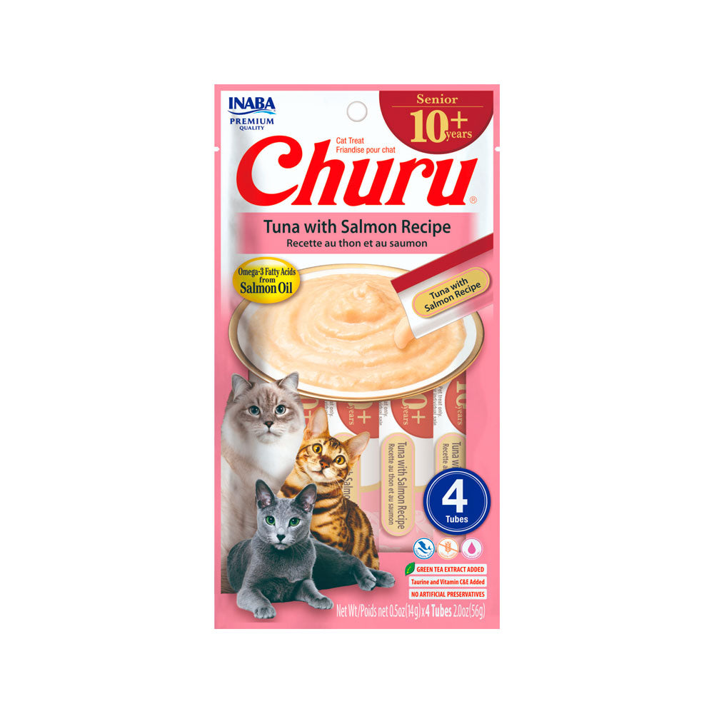 CHURU - Premios Para Gato Senior Sabor Atún y Salmón 4 Pzas