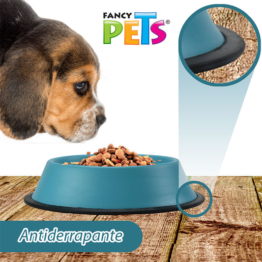 FANCY PETS - Plato De Acero Colores Para Mascotas 907 G