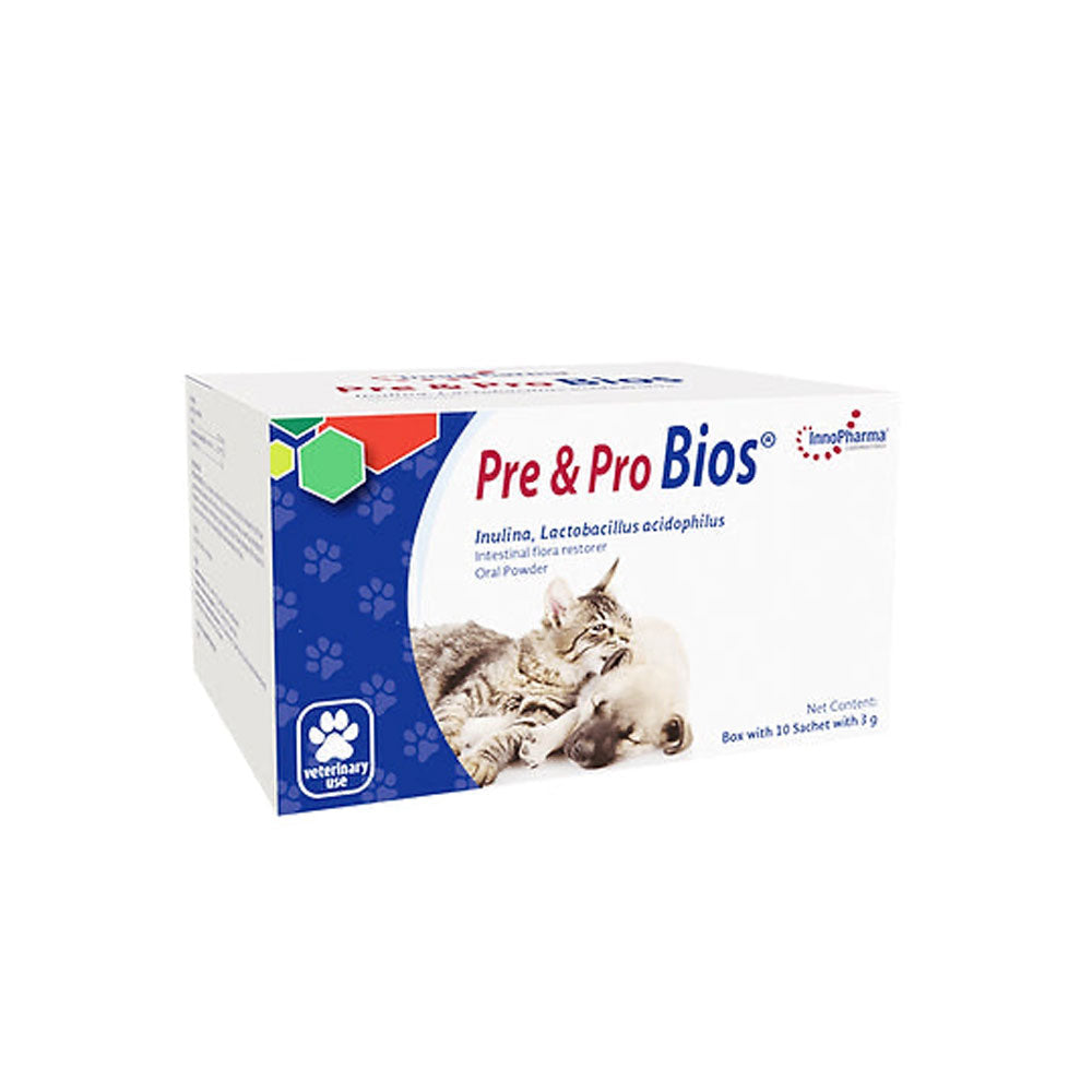 INNOPHARMA - Pre & Pro Bióticos Para Perros y Gatos Caja Con 10 Sobres 3 g