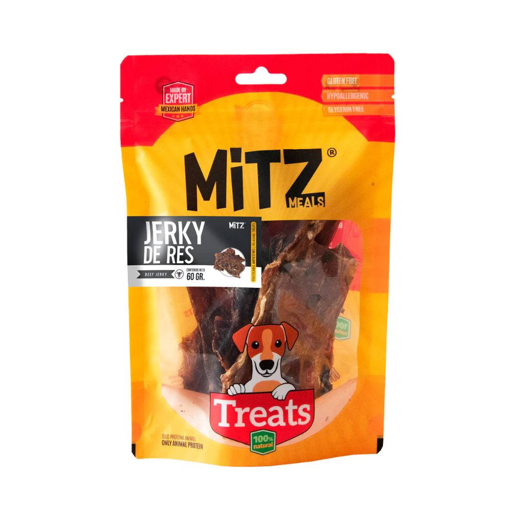 MITZ MEALS - Premios Para Perro Jerky De Res 2 Pzas