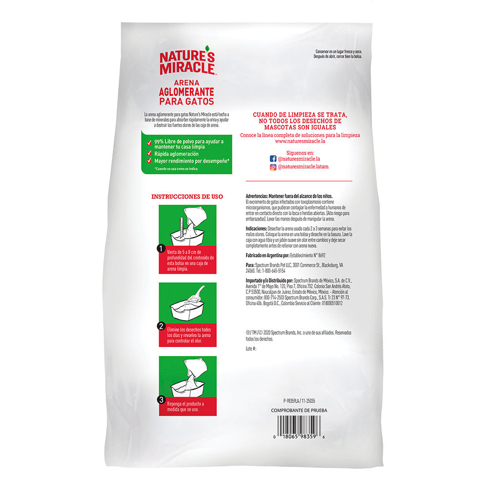 NATURES MIRACLE - Arena Absorvente Para Gatos Aroma Lavanda 2 Kg