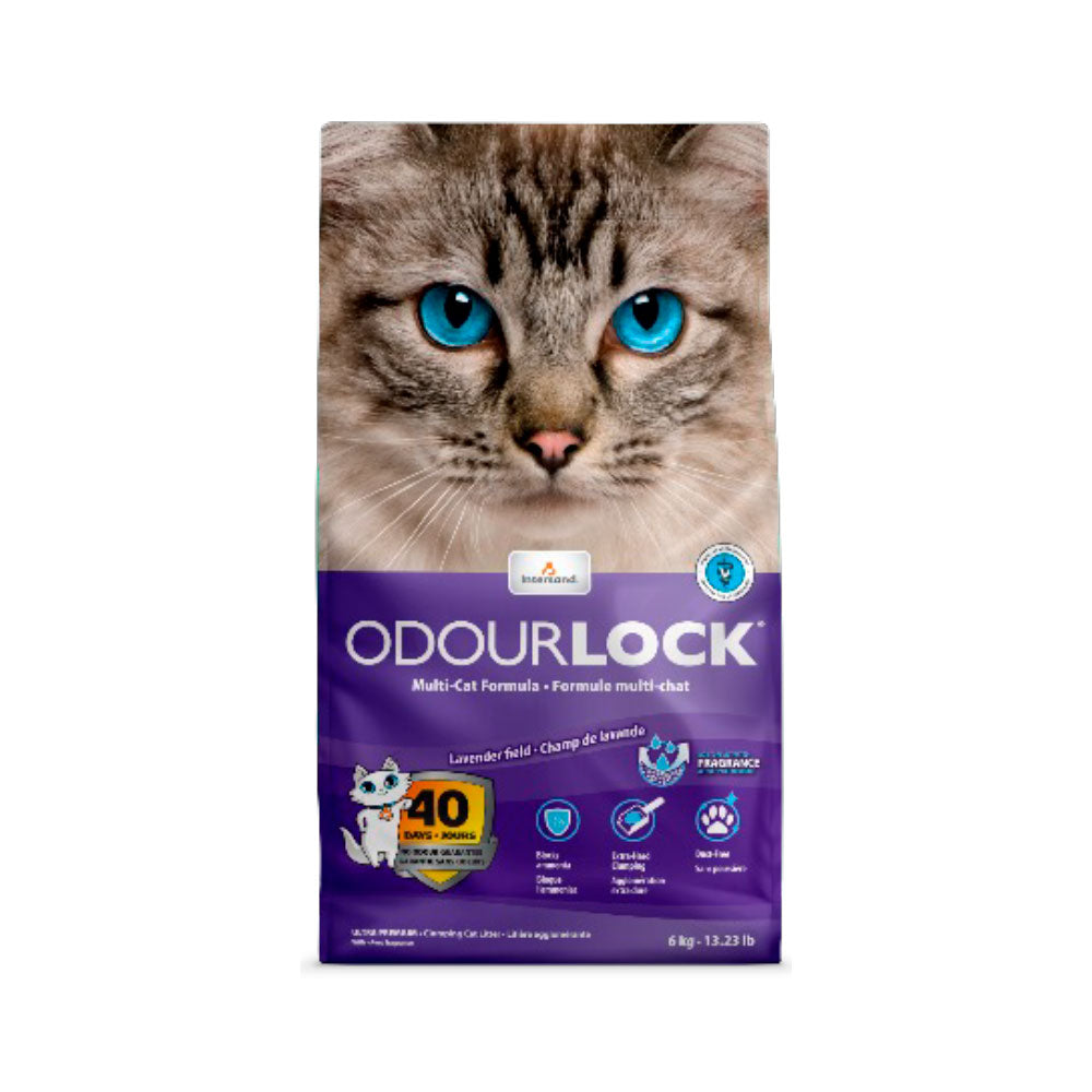 ODOUR LOCK - Arena Aglutinante de Arcilla Para Gato Aroma Lavanda 6 Kg