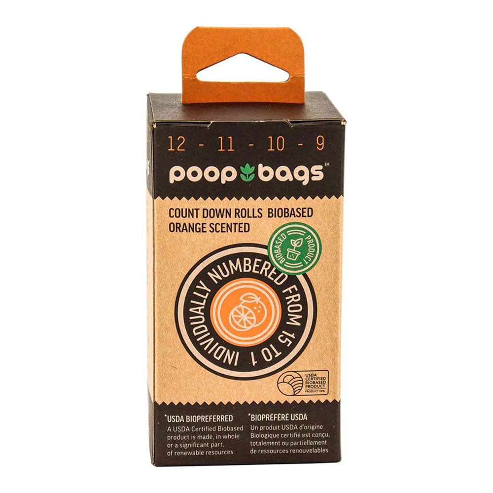 POOP BAGS - Bolsas Naranja Biodegradables Para Heces De Perro 120 Pzas