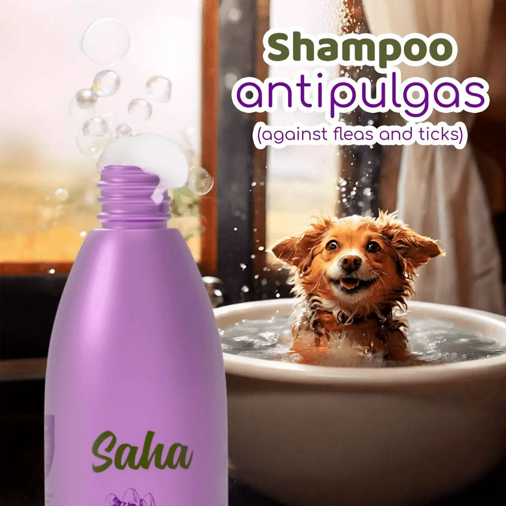 SAHA CAN - Shampoo Antipulgas Natural Para Perro y Gato 400 ml