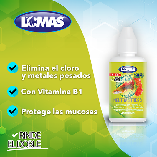 GRUPO LOMAS - Acondicionador Neutra Stress Para Acuarios 30 ml
