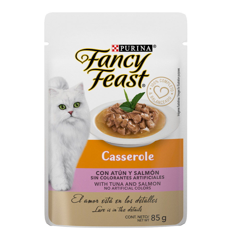FANCY FEAST - Alimento Húmedo Casserole Atún y Salmón Pouch 85 g