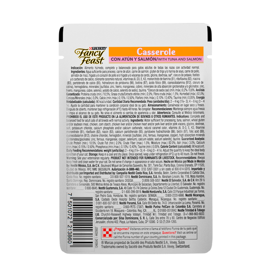 FANCY FEAST - Alimento Húmedo Para Gato Casserole Atun y Salmon Pouch 85 g