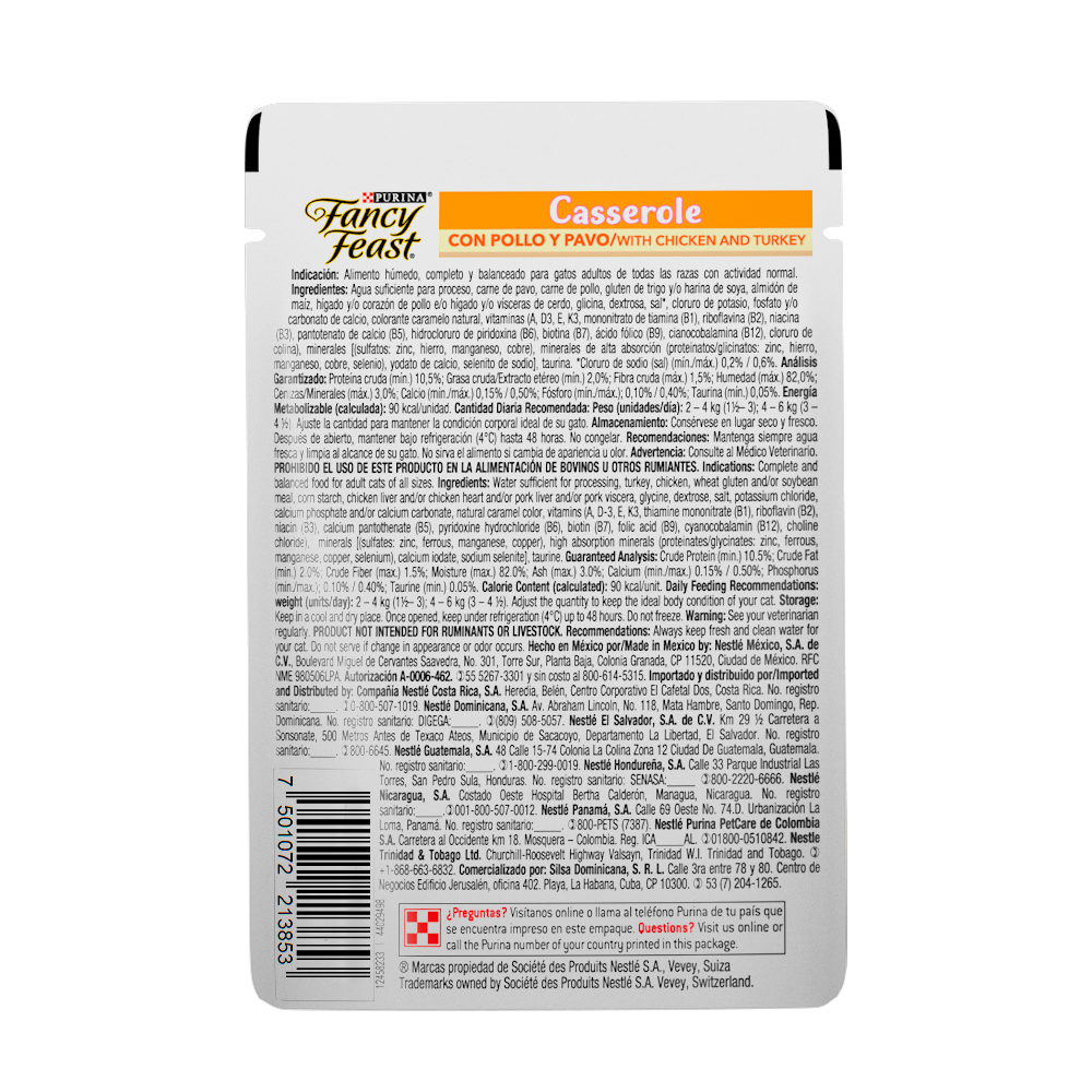 FANCY FEAST - Alimento Húmedo Casserole Pavo Y Pollo Pouch 85 g