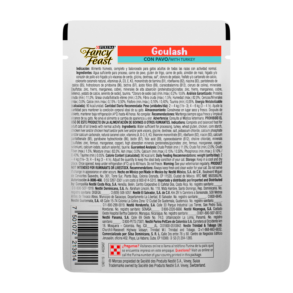 FANCY FEAST - Alimento Húmedo Goulash Pavo Pouch85 g