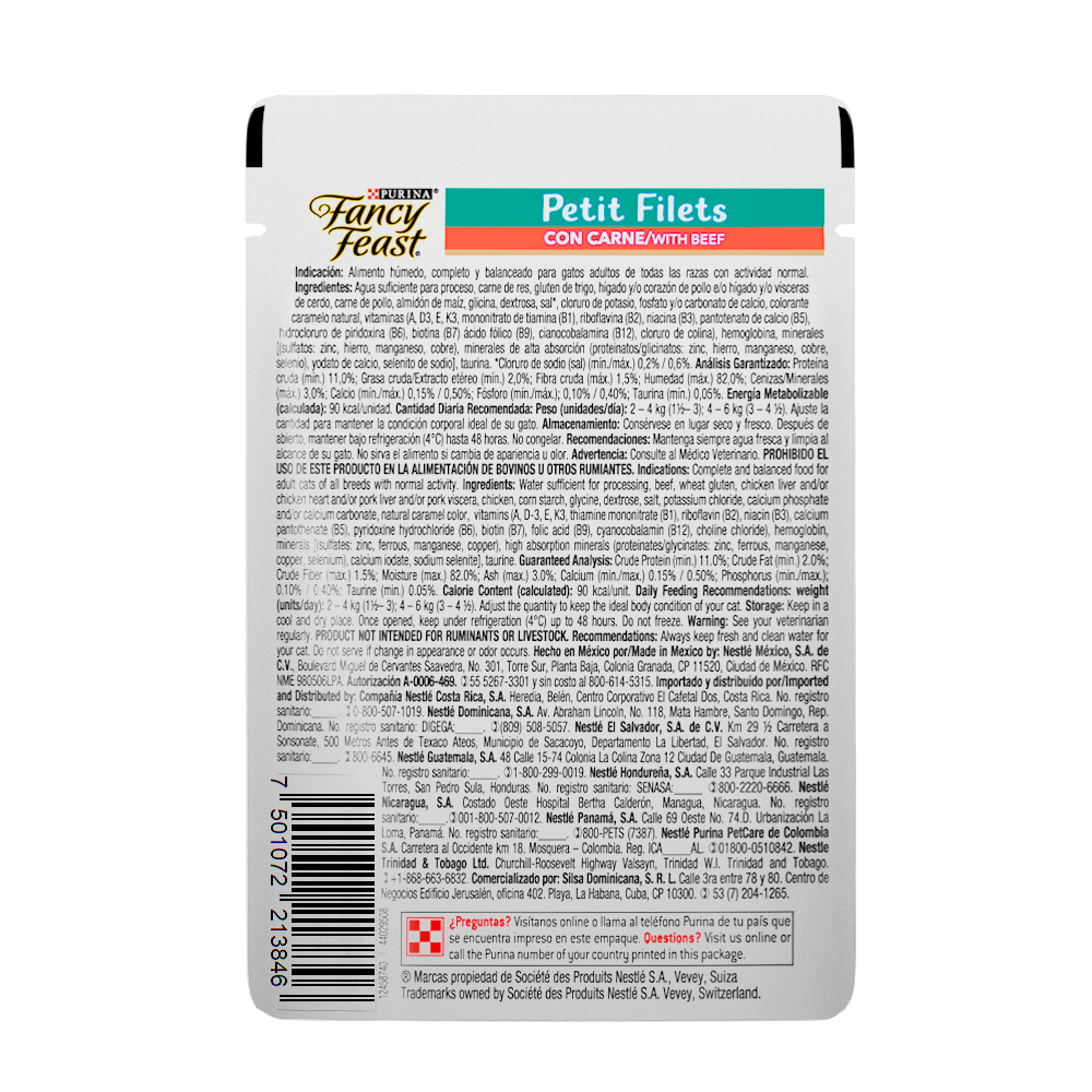 FANCY FEAST - Alimento Húmedo Petit Filete Carne Pouch 85 g