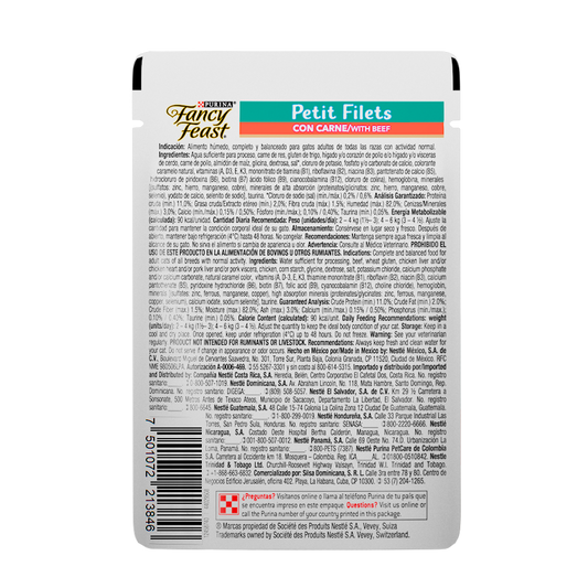 FANCY FEAST - Alimento Húmedo Para Gato Petit Filete Carne Pouch 85 g