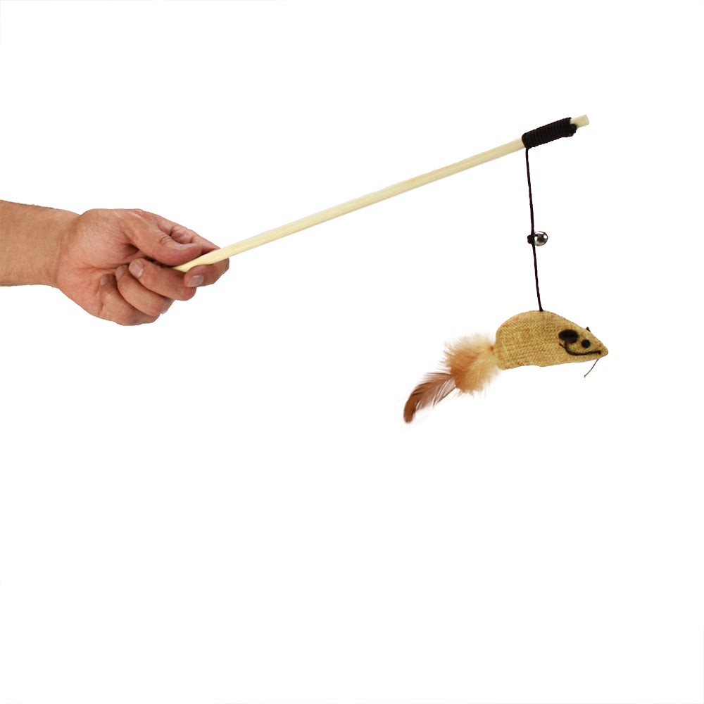 NATURANCE - Caña de Juguete Eco Para Gato Con Plumas