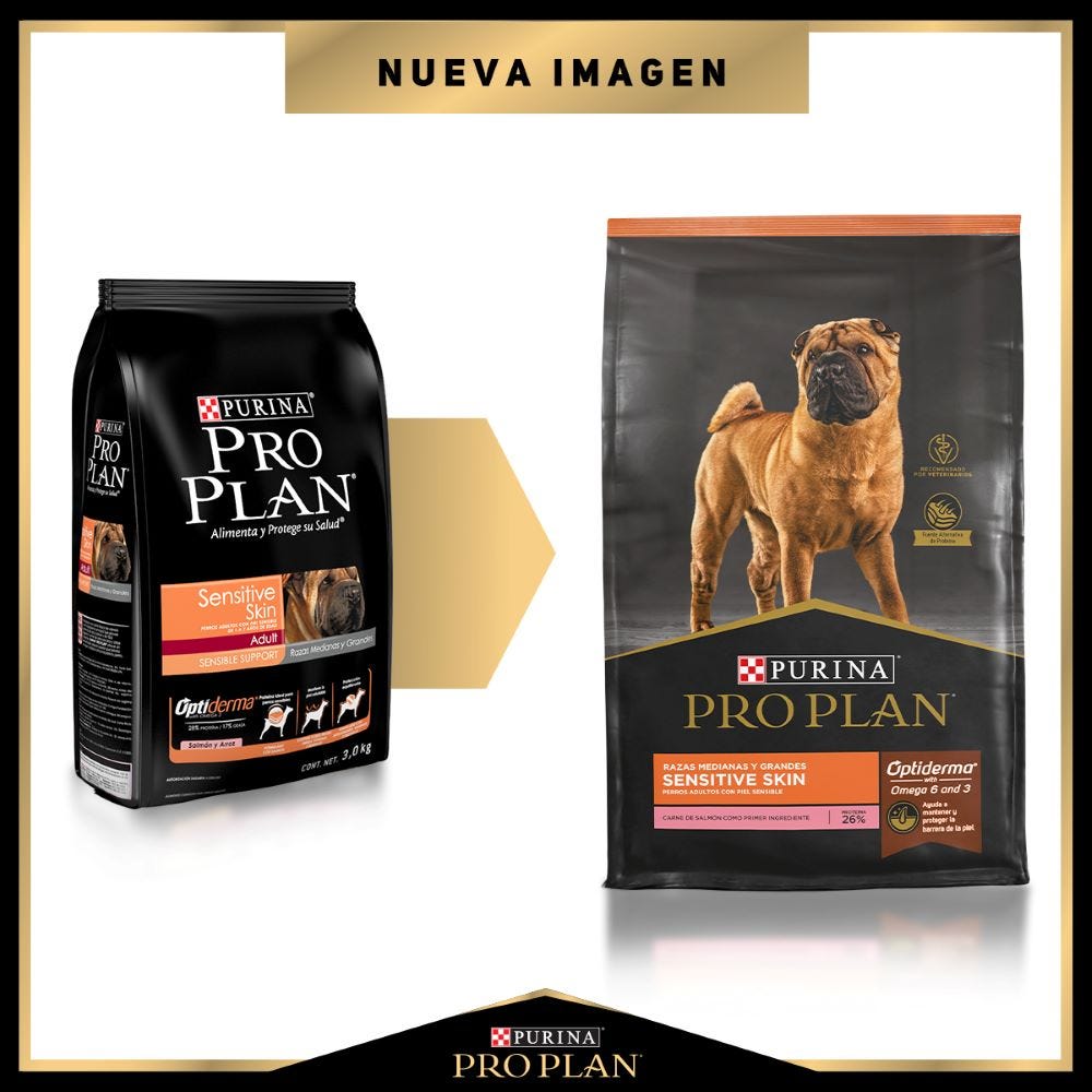 PRO PLAN - Optiderma Alimento Seco Piel Sensible Perro Adulto Razas Medianas y Grandes Salmón 3 kg