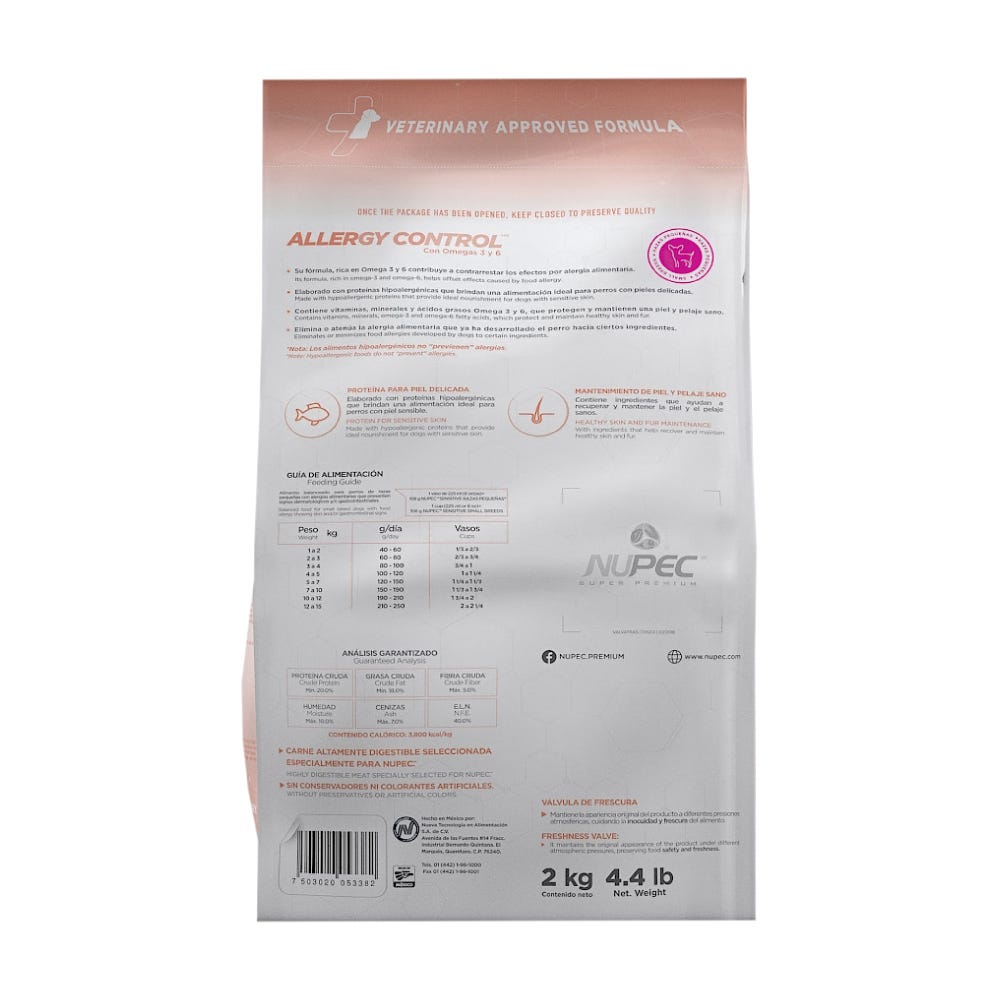 NUPEC - Sensitive Alimento Seco Alergias Alimentarias Perro Adulto Razas Pequeñas 8kg