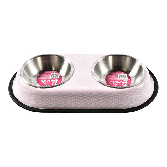 P&M - Plato Doble Barbie Para Perro Diseño Rosa
