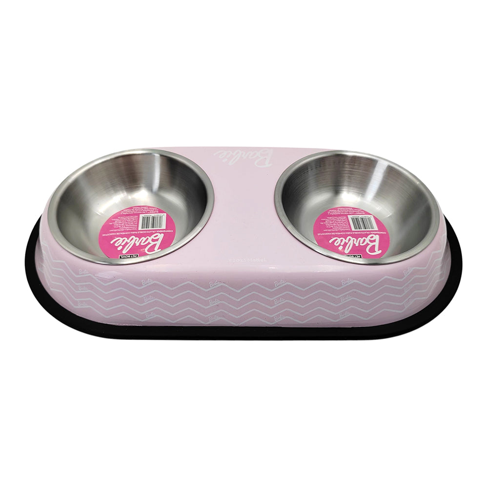 P&M - Plato Doble Barbie Para Perro Diseño Rosa
