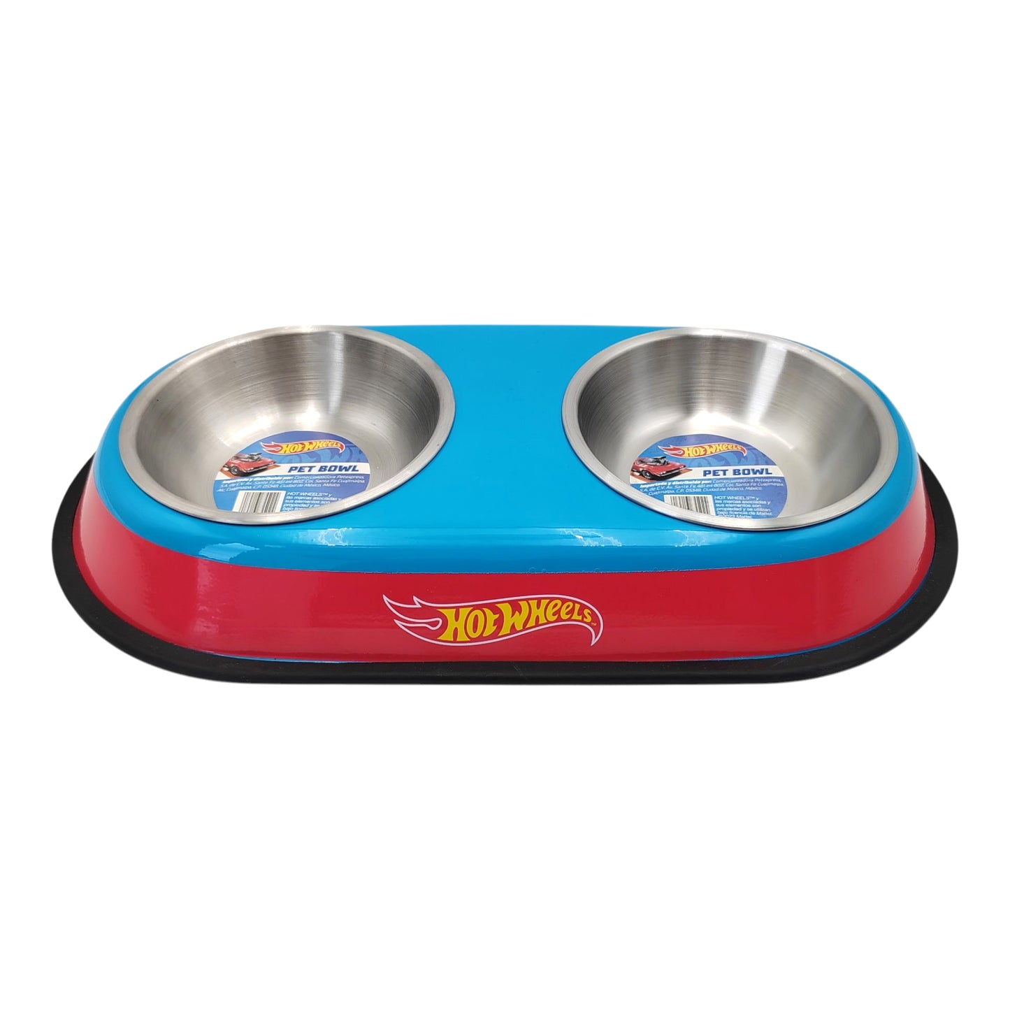 P&M - Plato Doble Hot Wheels Para Perro Diseño Rojo