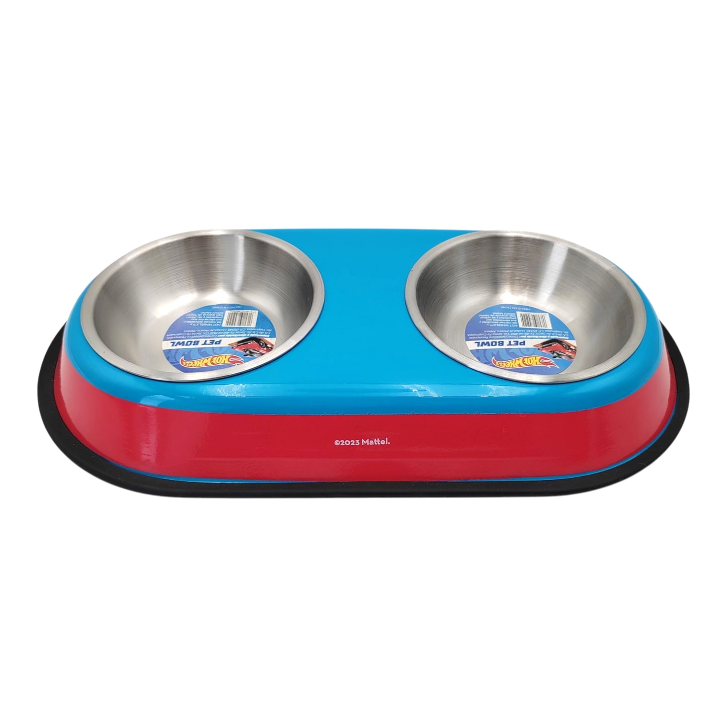 P&M - Plato Doble Hot Wheels Para Perro Diseño Rojo