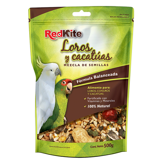 Redkite Mezcla Loros Y Cacatuas 500 Gr Aves Grandes Semillas