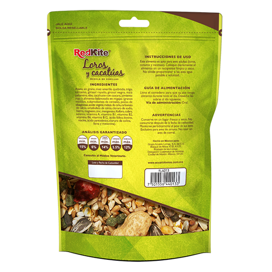 Redkite Mezcla Loros Y Cacatuas 500 Gr Aves Grandes Semillas