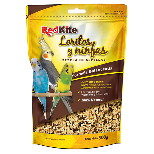 Redkite Mezcla Loritos Y Ninfas 500 Gr Aves Medianas Semillas