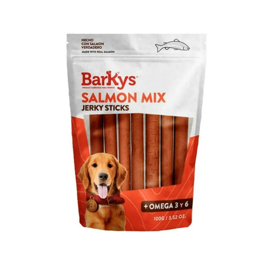 BARKYS - Premio Para Perro Palitos Jerky de Salmón 4x10 100 g