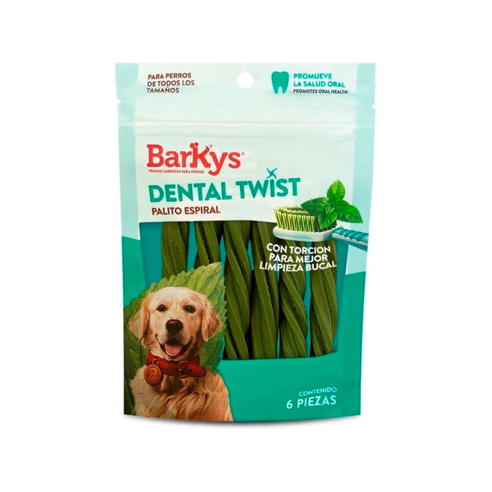 BARKYS - Premios Para Perro Twist Dental Verde 6 Pzas