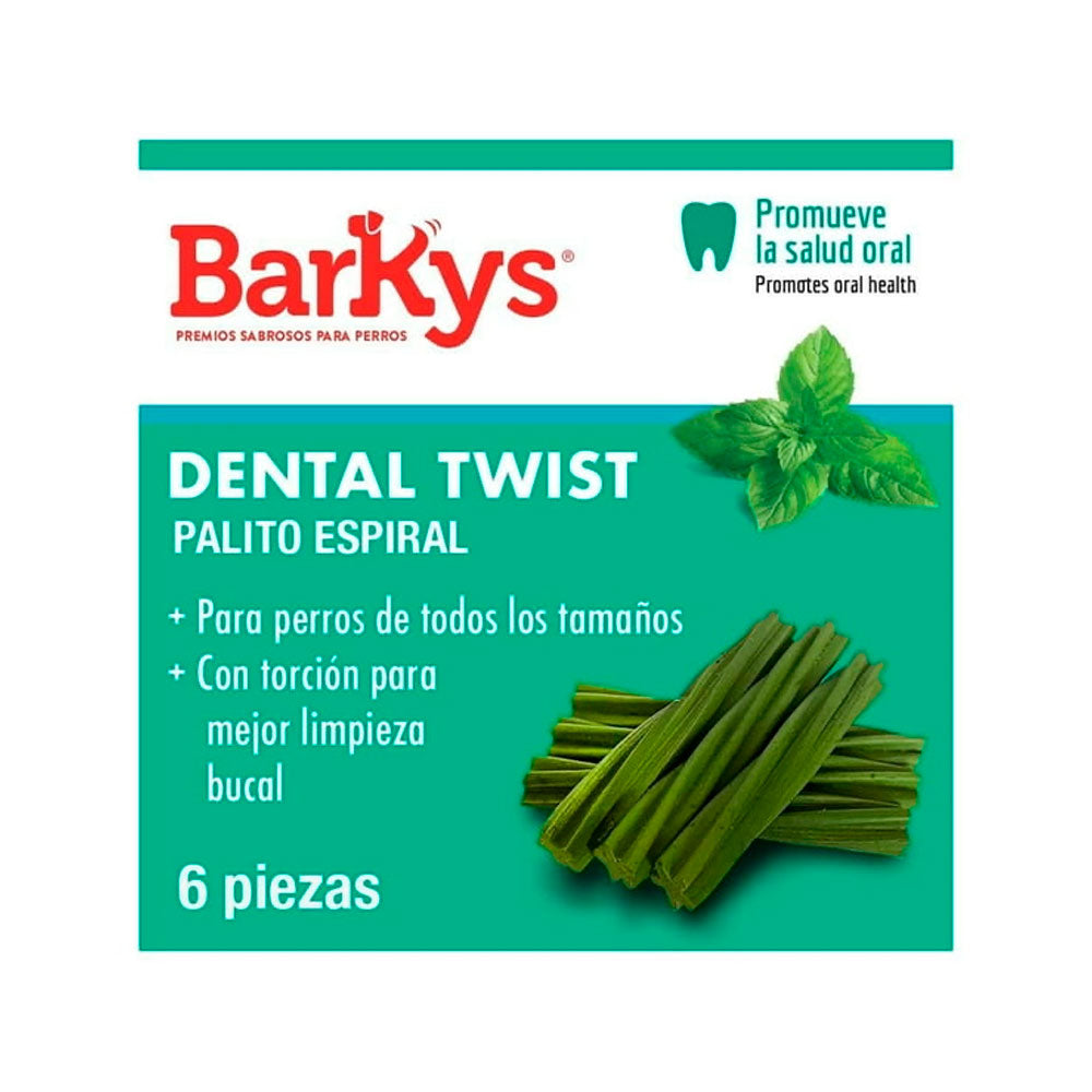 BARKYS - Premios Para Perro Twist Dental Verde 6 Pzas