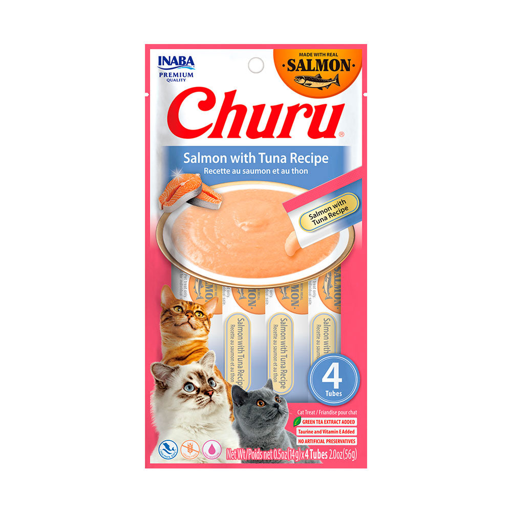 CHURU - Premios Para Gato Sabor Salmón y Atún 4 Pzas
