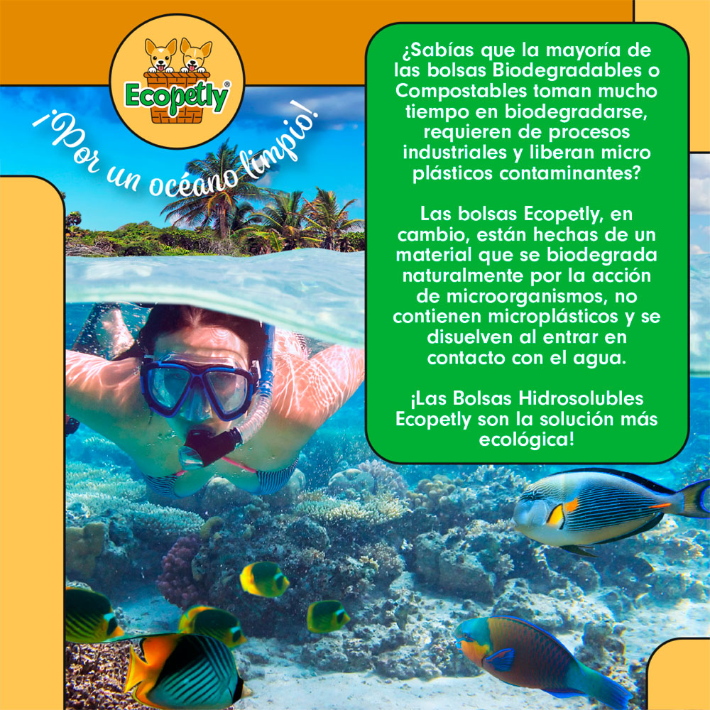 ECOPETLY -  Caja Con 30 Bolsas Para Heces De Perro Hidrosolubles En Wc