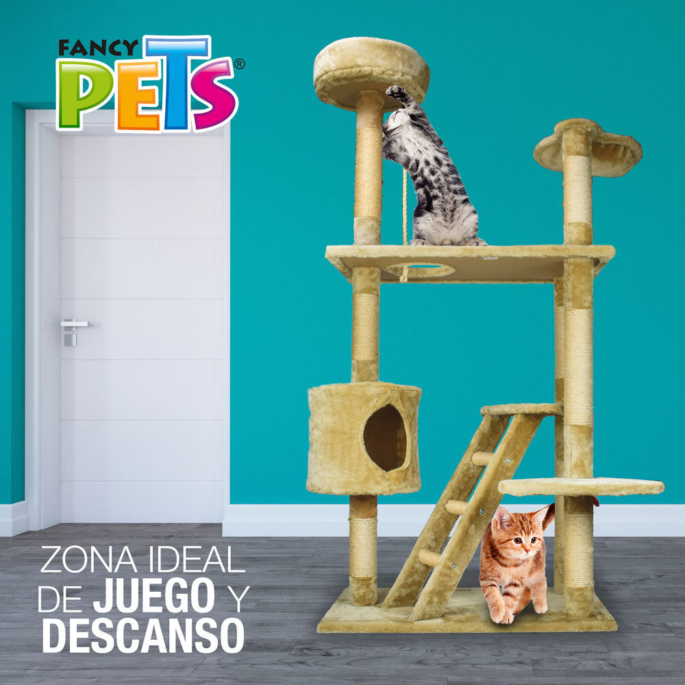 FANCY PETS - Mueble Rascador Con Casa y Escalera Para Gato 158 Cm