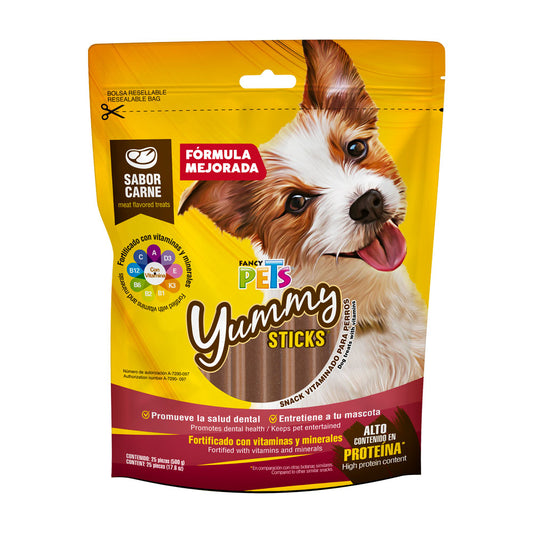 FANCY PETS - Premios Para Perro Sticks Yummy Sabor Carne 25 Pzas 500 G