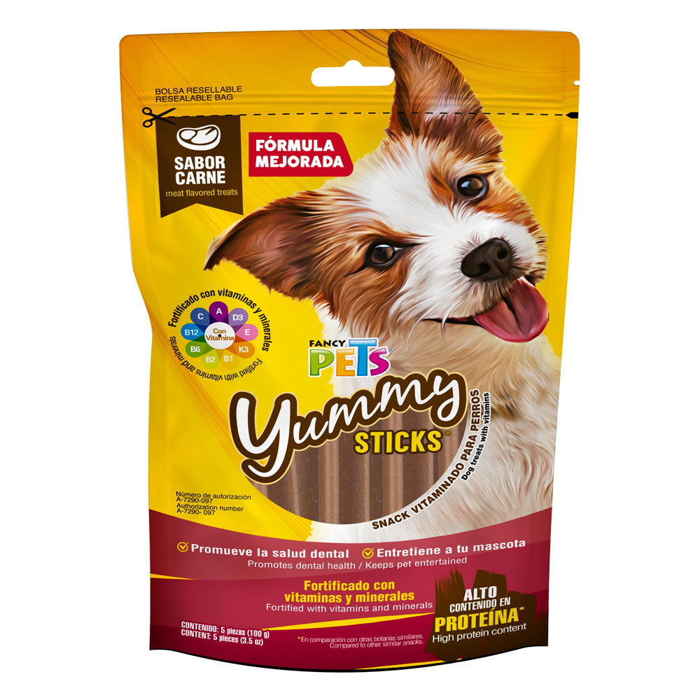 FANCY PETS - Premios Para Perro Sticks Yummy Sabor Carne 5 Pzas 100 G