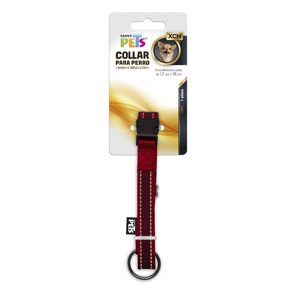FANCY PETS - Collar Reflejante Rojo Para Perro Xch