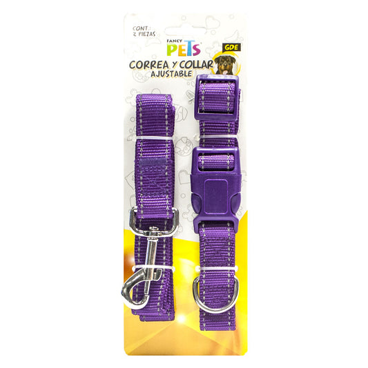 FANCY PETS - Collar Para Perro Con Correa y Bandas Reflejantes Gde