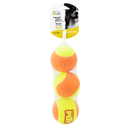 FANCY PETS - Pelota Bicolor Mediana Para Perro 3 Pzas