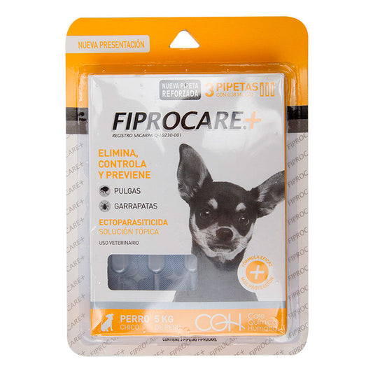 FIPROCARE - Pipeta Antipulgas Para Perro Chico 3 Pzas