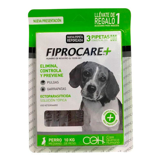 FIPROCARE - Pipeta Antipulgas Para Perro Med 3 Pzas