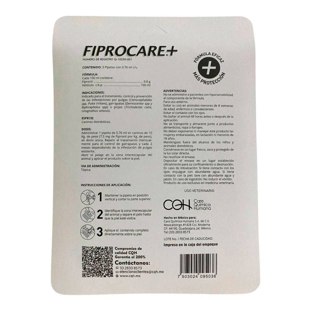 FIPROCARE - Pipeta Antipulgas Para Perro Med 3 Pzas