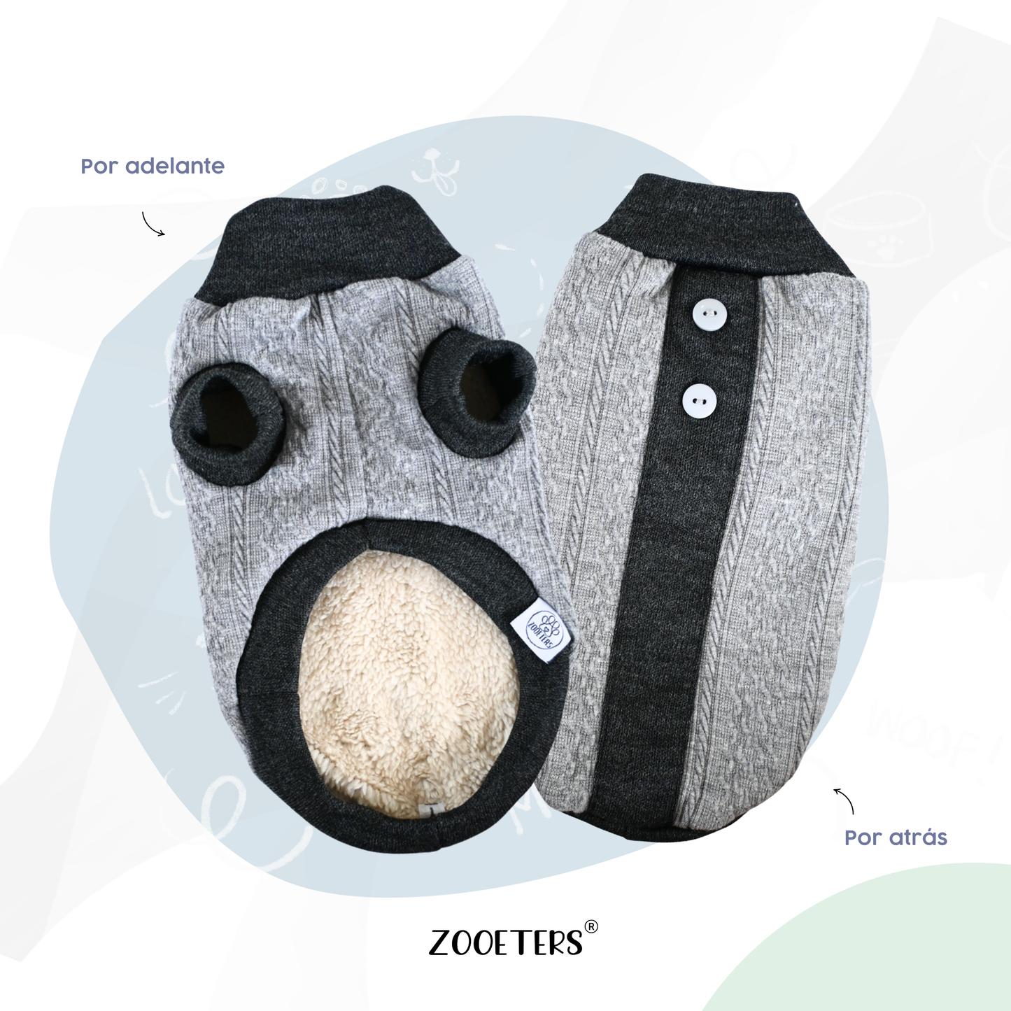 ZOOETERS - Suéter Liso Color Gris Para Perro T1