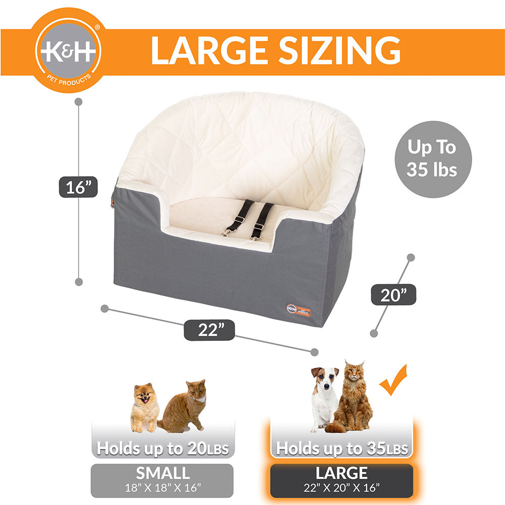 K&H - Cama Asiento Gris Para Perro 56x11x36 Cm