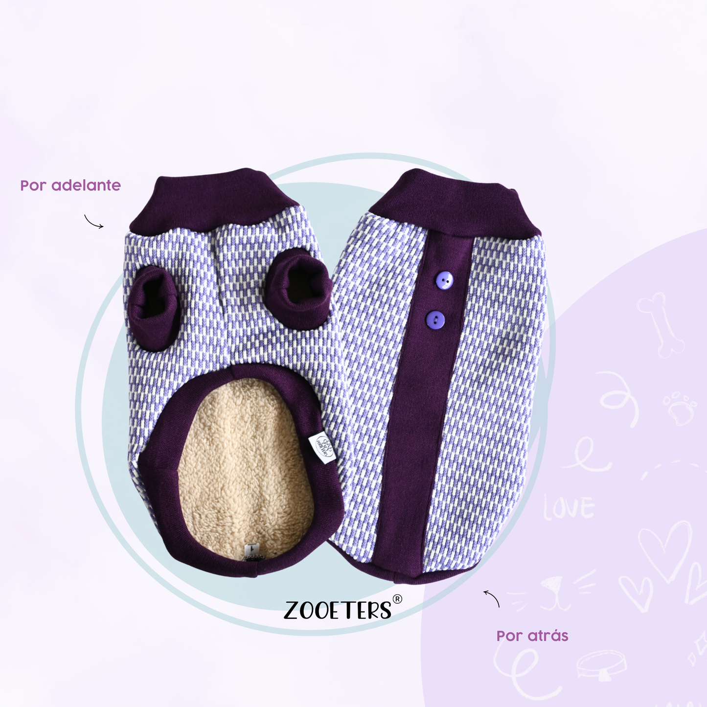 ZOOETERS - Suéter Cuadritos Color Lila Para Perro T4