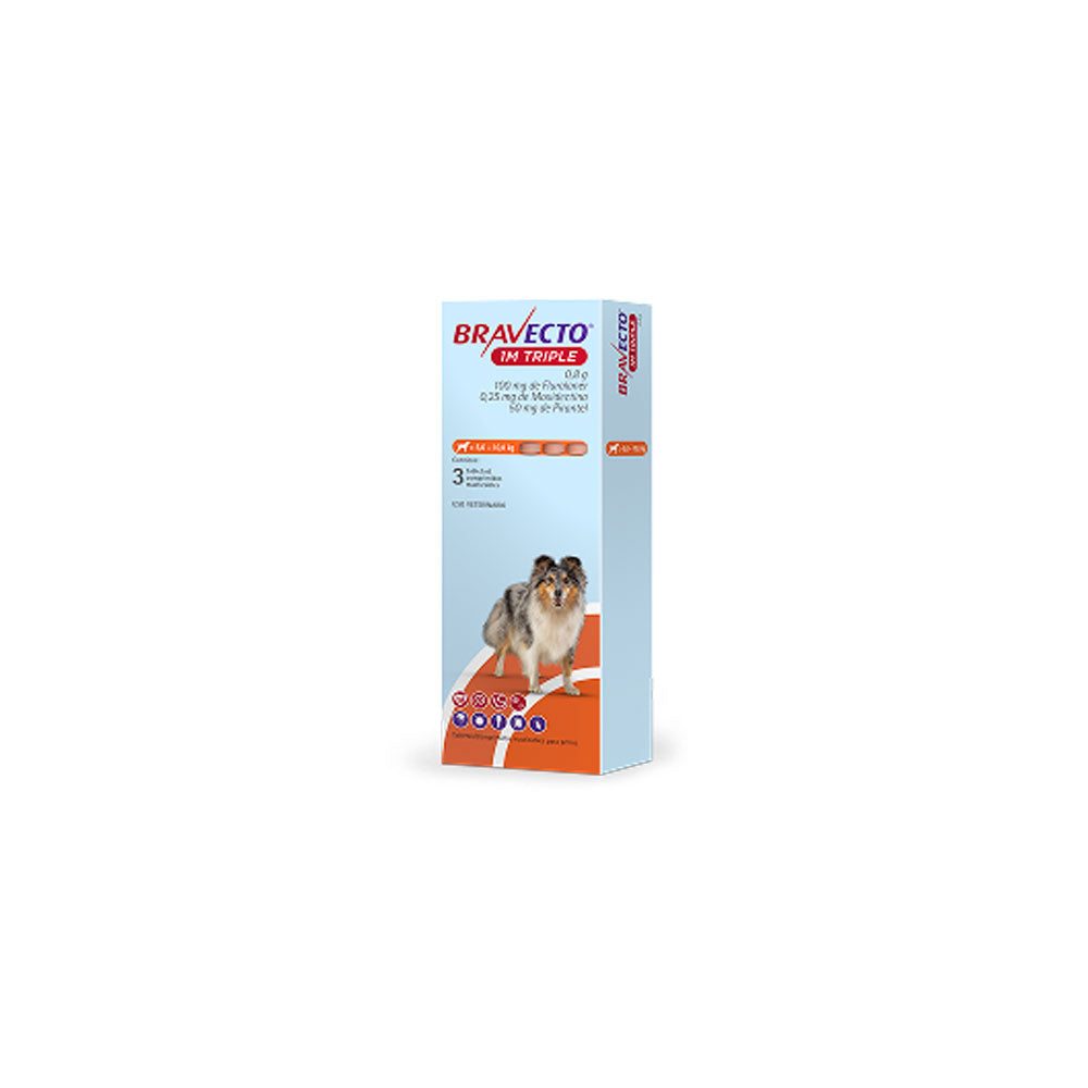 MSD BRAVECTO - Tableta Antipulgas Para Perro 1 M Triple
