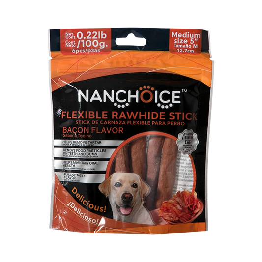 NANCHOICE - Palitos Para Perro Sabor Tocino 6 Pzas