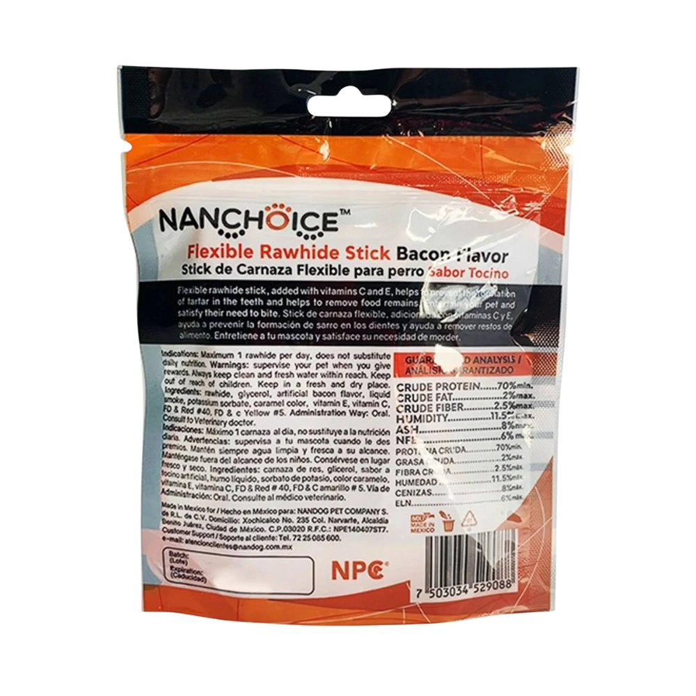 NANCHOICE - Palitos Para Perro Sabor Tocino 6 Pzas
