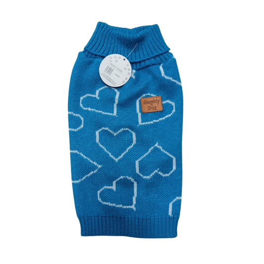 Naughty Dog Sueter Capa 23 Azul Corazones Md