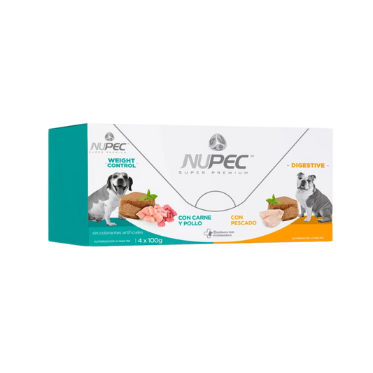 Nupec Latas P/Perro Adulto C. De Peso Y Digestivo 4 Pzas  De 100 G Humedo Control De Peso